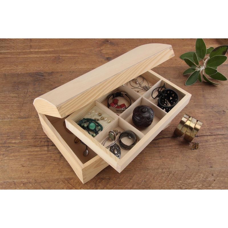 Pinewood Jewellery Box with Key, Organiser Gift